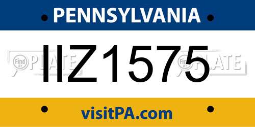 IIZ1575 Pennsylvania License Plate