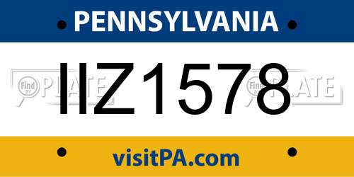 IIZ1578 Pennsylvania License Plate