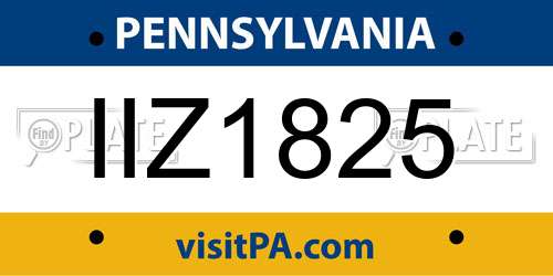 IIZ1825 Pennsylvania License Plate