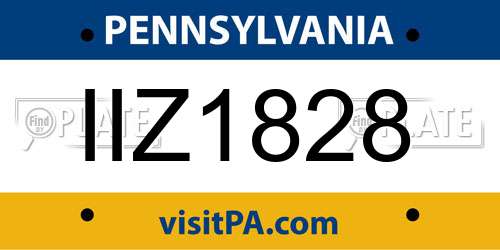 IIZ1828 Pennsylvania License Plate