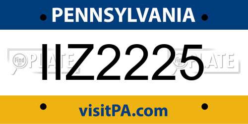 IIZ2225 Pennsylvania License Plate