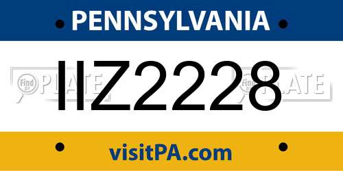 IIZ2228 Pennsylvania License Plate