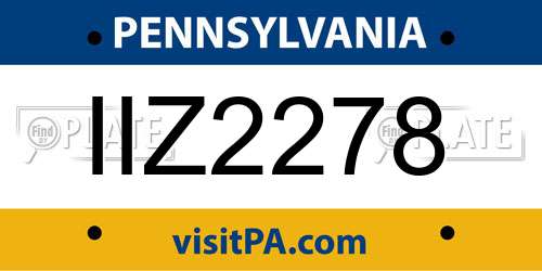 IIZ2278 Pennsylvania License Plate