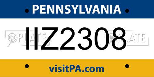 IIZ2308 Pennsylvania License Plate