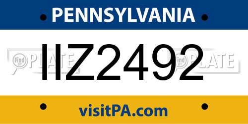 IIZ2492 Pennsylvania License Plate