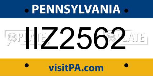 IIZ2562 Pennsylvania License Plate
