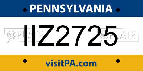 IIZ2725 Pennsylvania License Plate