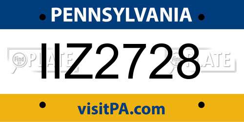 IIZ2728 Pennsylvania License Plate