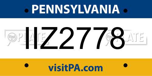 IIZ2778 Pennsylvania License Plate