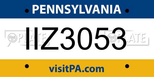 IIZ3053 Pennsylvania License Plate