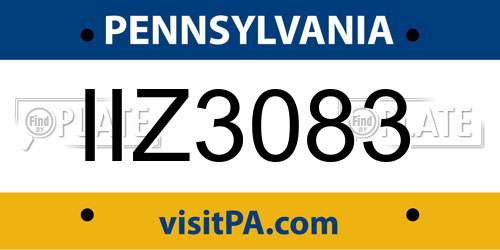 IIZ3083 Pennsylvania License Plate