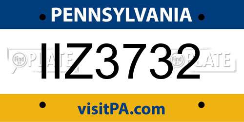 IIZ3732 Pennsylvania License Plate