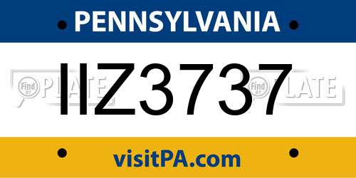 IIZ3737 Pennsylvania License Plate