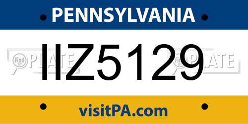 IIZ5129 Pennsylvania License Plate