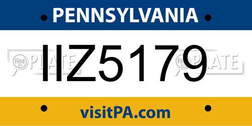 IIZ5179 Pennsylvania License Plate