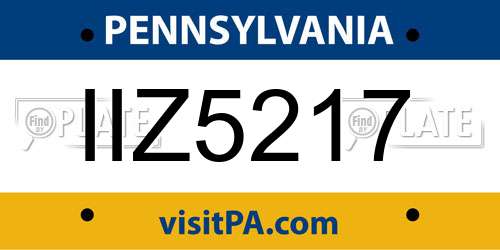 IIZ5217 Pennsylvania License Plate