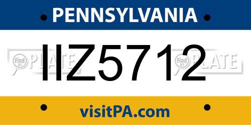 IIZ5712 Pennsylvania License Plate