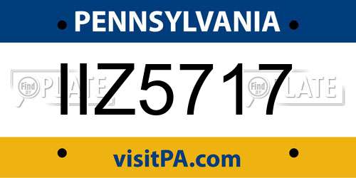 IIZ5717 Pennsylvania License Plate