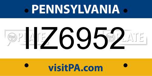 IIZ6952 Pennsylvania License Plate