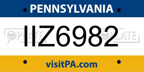 IIZ6982 Pennsylvania License Plate