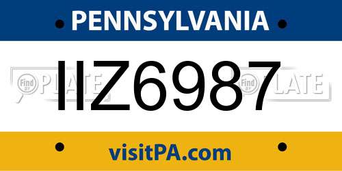 IIZ6987 Pennsylvania License Plate