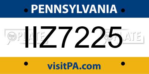 IIZ7225 Pennsylvania License Plate
