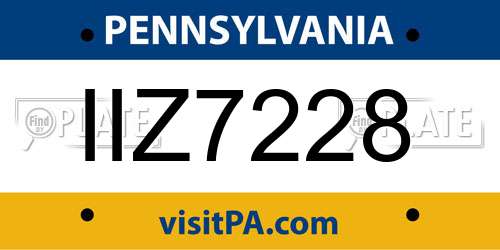 IIZ7228 Pennsylvania License Plate