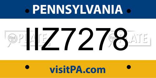 IIZ7278 Pennsylvania License Plate