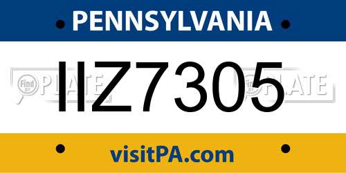 IIZ7305 Pennsylvania License Plate