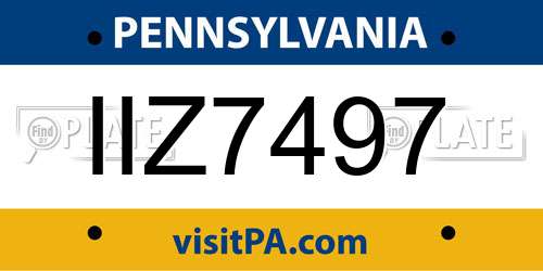 IIZ7497 Pennsylvania License Plate