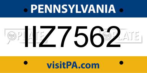 IIZ7562 Pennsylvania License Plate