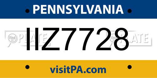 IIZ7728 Pennsylvania License Plate