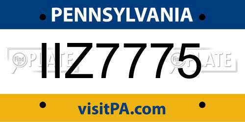IIZ7775 Pennsylvania License Plate