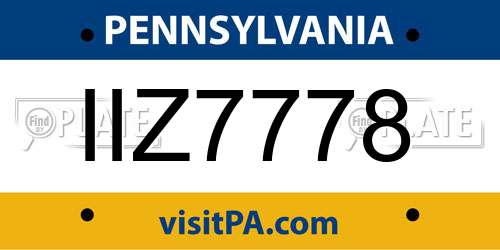 IIZ7778 Pennsylvania License Plate