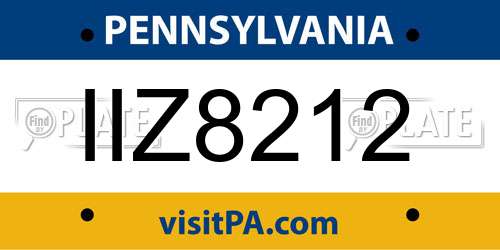 IIZ8212 Pennsylvania License Plate
