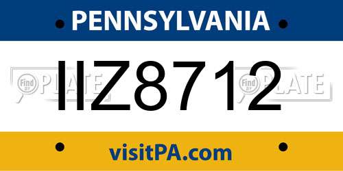 IIZ8712 Pennsylvania License Plate