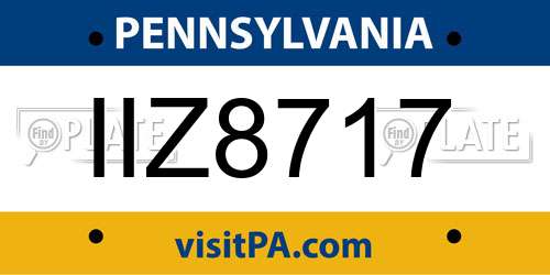 IIZ8717 Pennsylvania License Plate