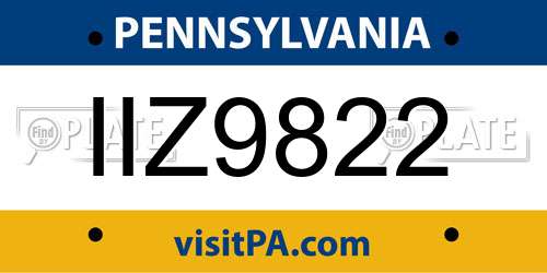 IIZ9822 Pennsylvania License Plate