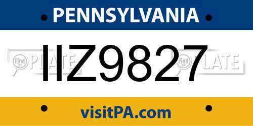 IIZ9827 Pennsylvania License Plate
