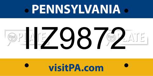 IIZ9872 Pennsylvania License Plate