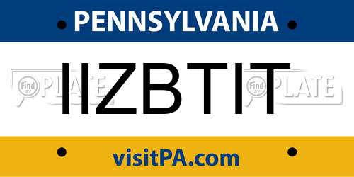 IIZBTIT Pennsylvania License Plate
