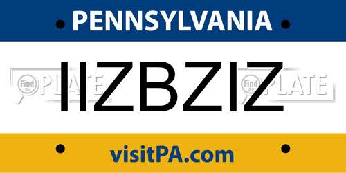 IIZBZIZ Pennsylvania License Plate
