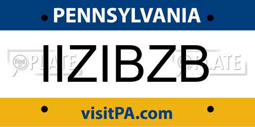 IIZIBZB Pennsylvania License Plate