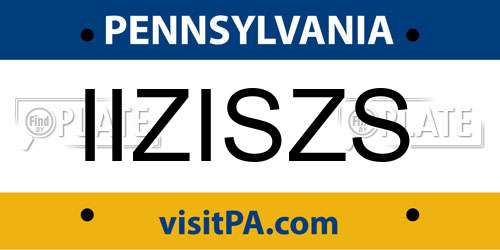 IIZISZS Pennsylvania License Plate