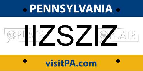 IIZSZIZ Pennsylvania License Plate