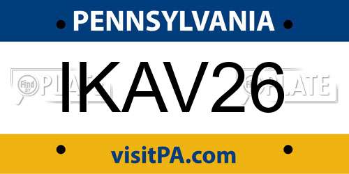 IKAV26 Pennsylvania License Plate