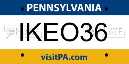 IKEO36 Pennsylvania License Plate
