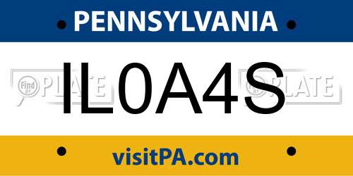 IL0A4S Pennsylvania License Plate