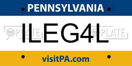 ILEG4L Pennsylvania License Plate
