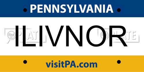 ILIVNOR Pennsylvania License Plate